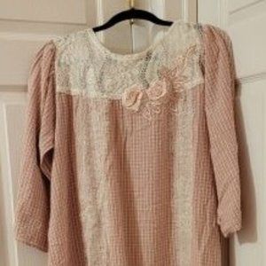 Victorian Style Cotton & Lace Long Nightgown